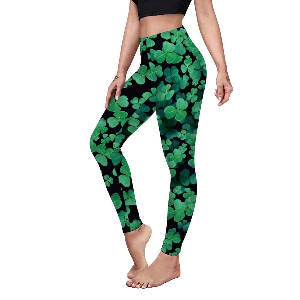 color cosplayer St. Patrick's Day Leggings Shamrock Stretchy Tights Yoga Pants for Women
