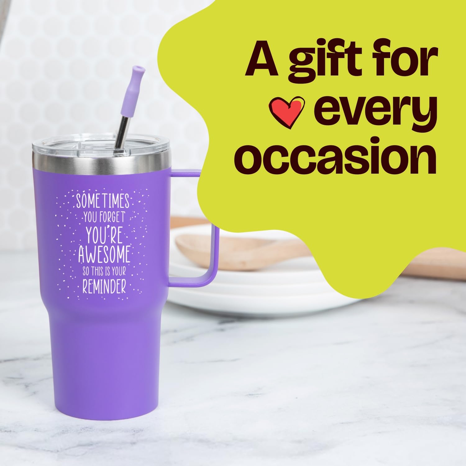 Birthday Gifts for Women Friendship - Purple Gifts for Women Coffee Mug 14oz Sometimes You Forget You're Awesome Unique Gift Idea for Older Women Over 50, 60, Inspirational Cup for Mom, Her
