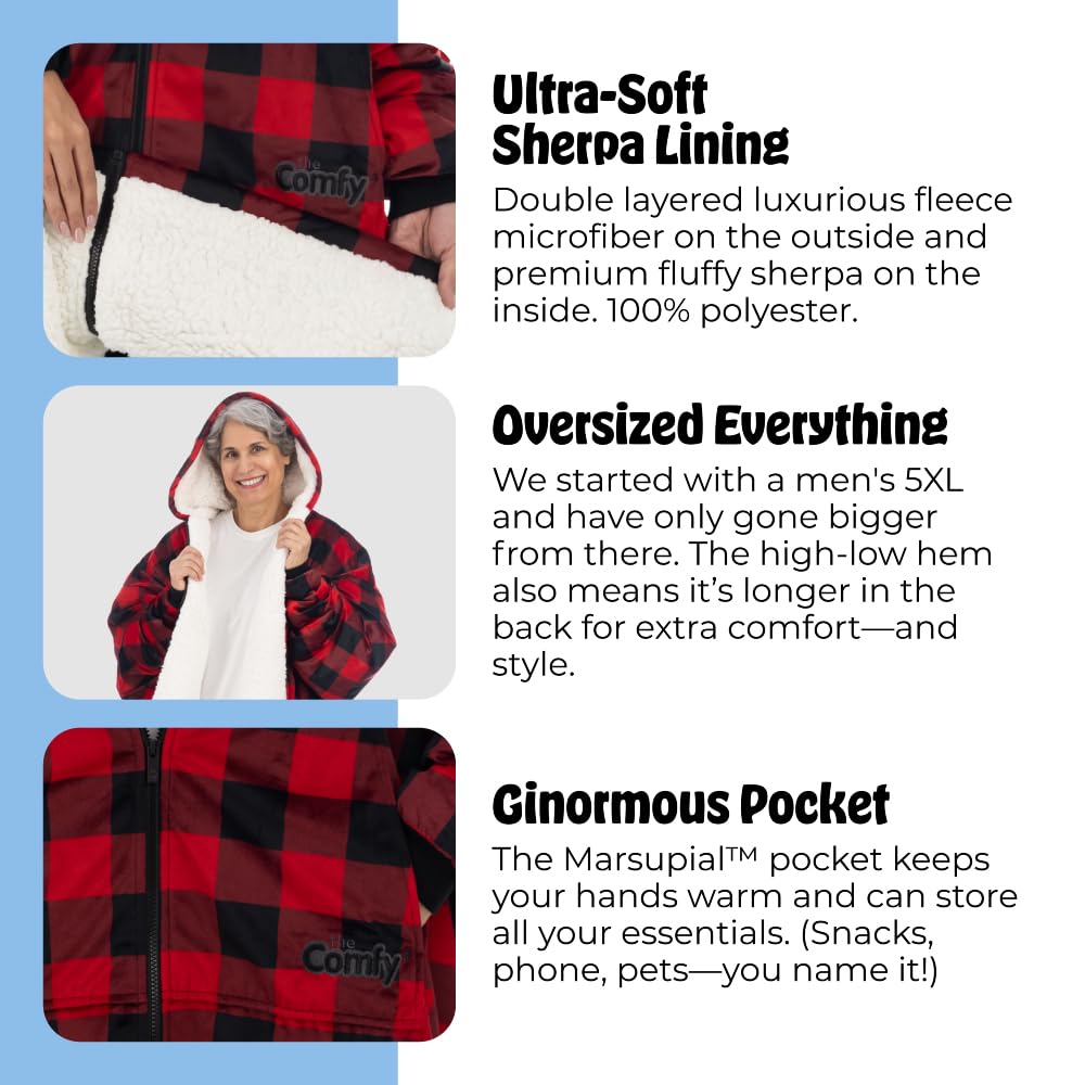 THE COMFY Original | From Shark Tank | Patented | Oversized Sherpa Wearable Blanket Hoodie| Gift for Women & Men | One Size