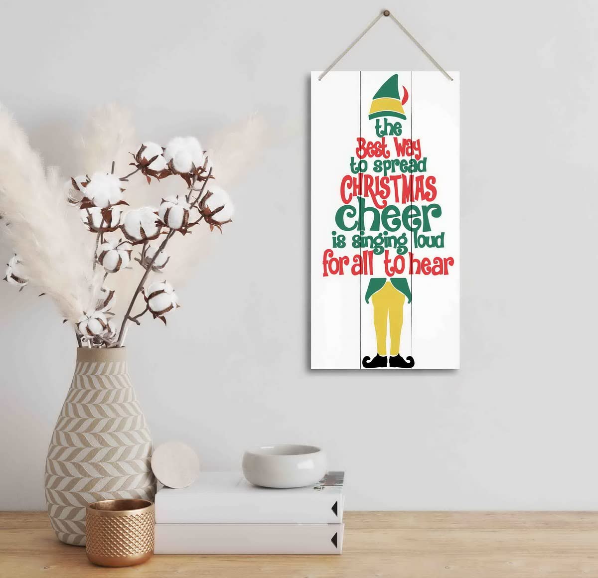 Christmas Door Sign Decor, Not a Creature was Stirring, not Even a Mouse, Winter Seasonal Christmas Wall Art Hanging Wooden Sign Merry Xmas Holiday Decorations for Home Outside Indoor