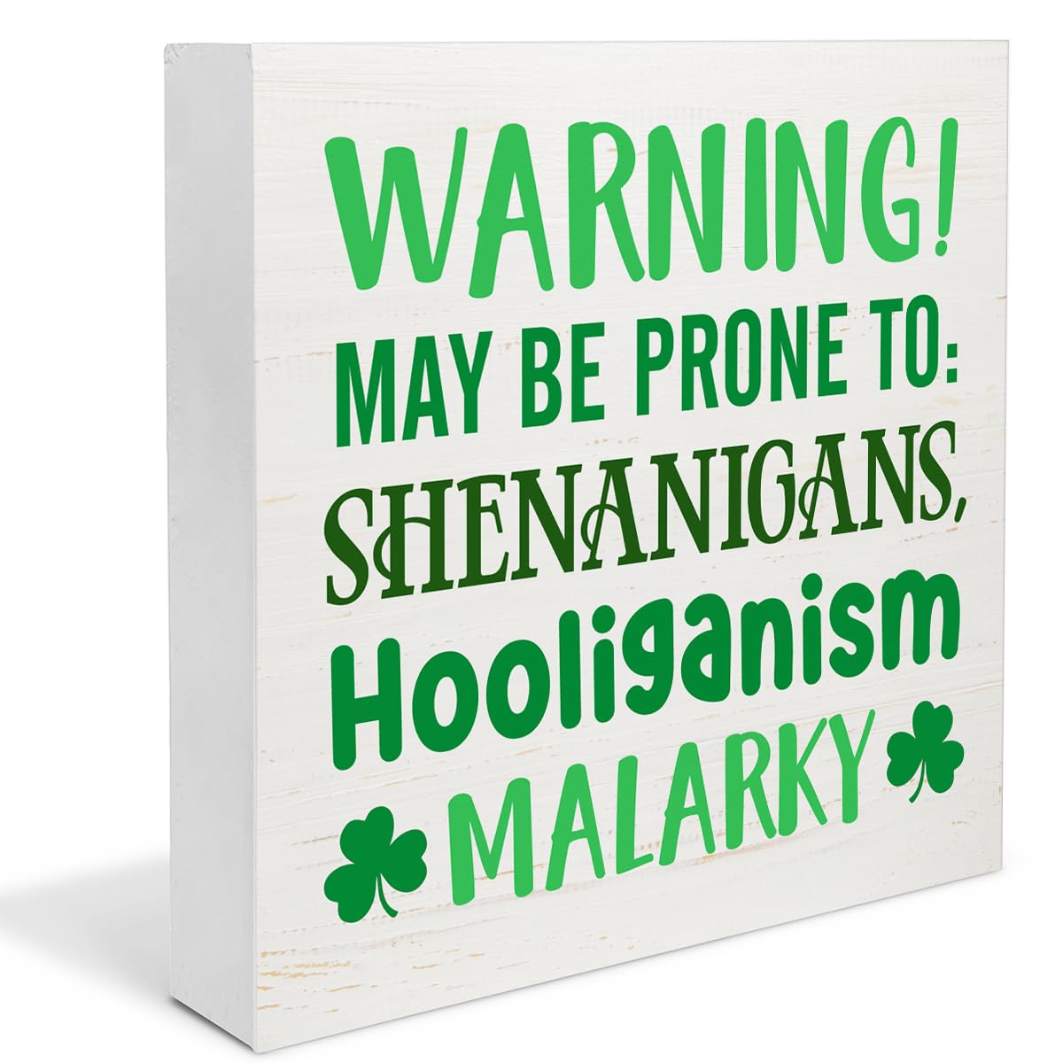 Dumyum St. Patrick's Day Decorative Sign, Wooden, 5 Inches x 5 Inches, Green, Rustic, Tabletop or Wall Mount