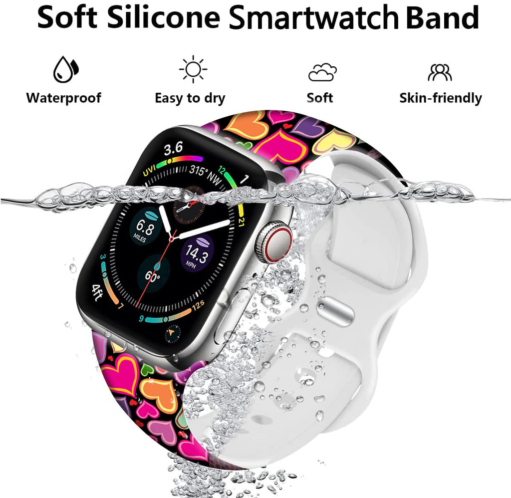 Holiday Watch Bands Compatible Watch 38mm 40mm 41mm 42mm for Women Men, Adjustable Soft Silicone Replacement Smartwatch Wristband for SE Series 8/7/6/5/4/3/2/1
