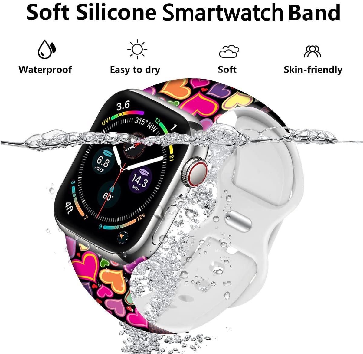 Holiday Watch Bands Compatible Watch 38mm 40mm 41mm 42mm for Women Men, Adjustable Soft Silicone Replacement Smartwatch Wristband for SE Series 8/7/6/5/4/3/2/1