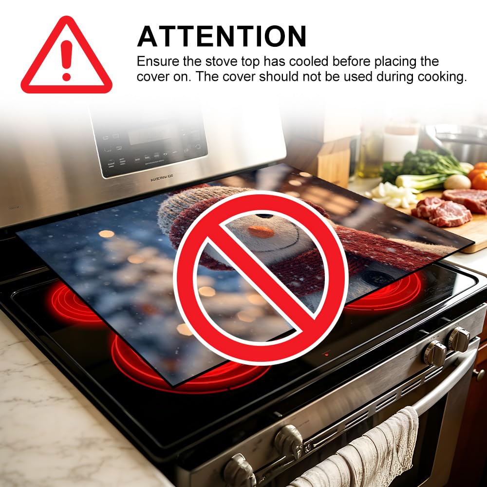Stove Mat 28.35 x 20.47 Inch Christmas Fireplace and Tree Design Cozy Living Room Holiday Scene Decorative Kitchen Countertop Cover Reusable Flexible Mat for Gas Range Electric Stove Home Winter Décor
