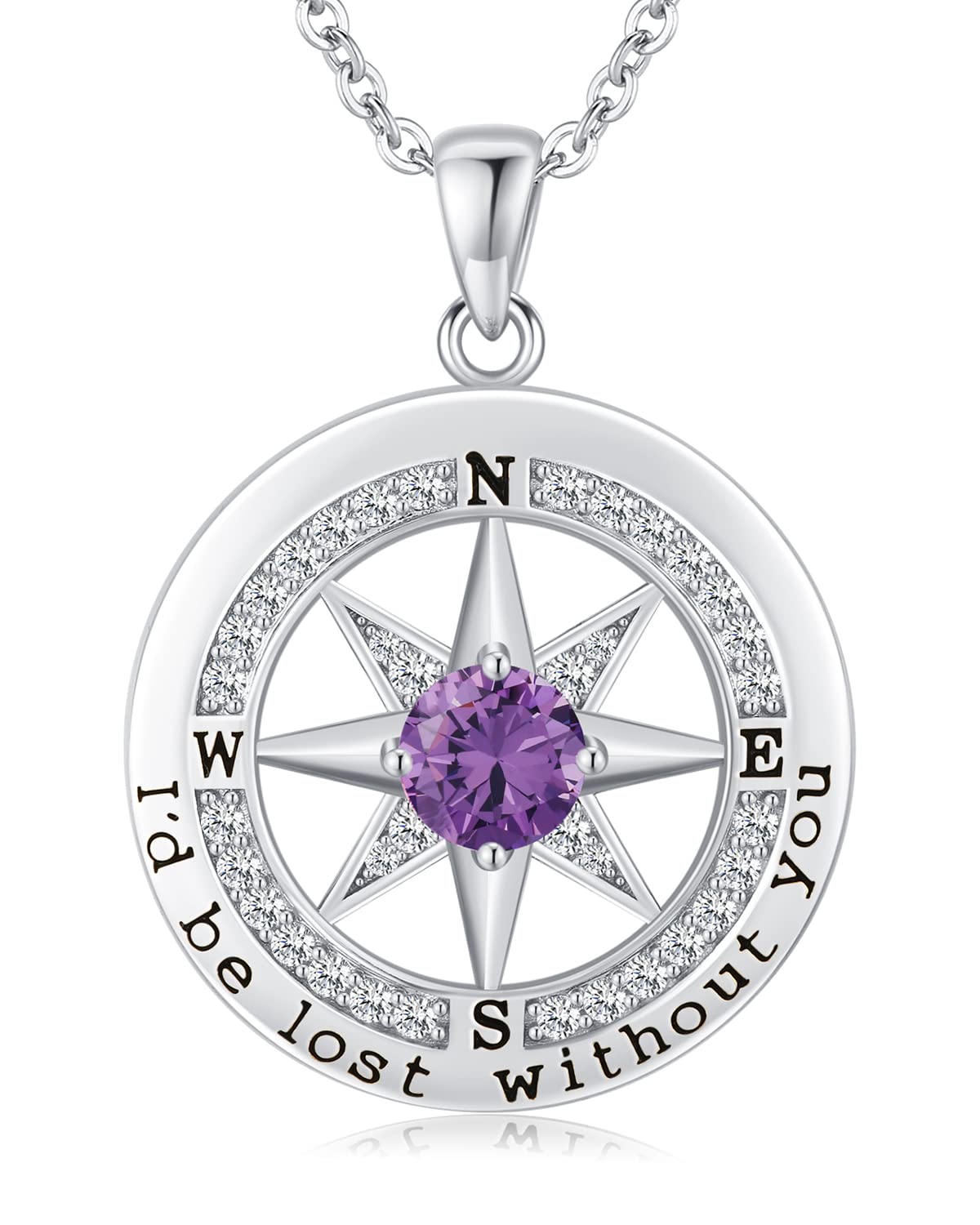 S925 Necklace Gift for Wife |Compass Jewelry |Women Anniversary |Sterling Silver |Girlfriend Birthday Gifts for Her Valentines |I'd be Lost without You |Jewel 18K Gold