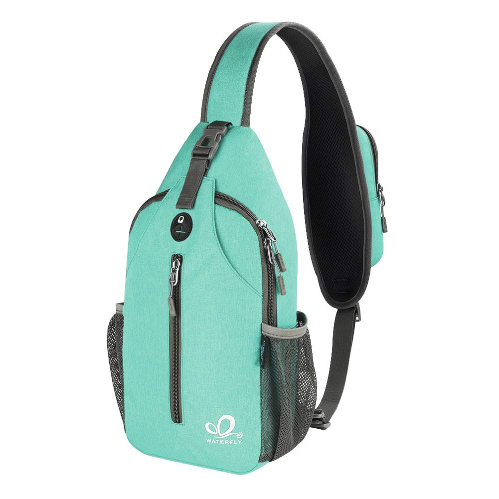 WATERFLY Crossbody Sling Backpack Sling Bag Travel Hiking Chest Bag Daypack (Black)