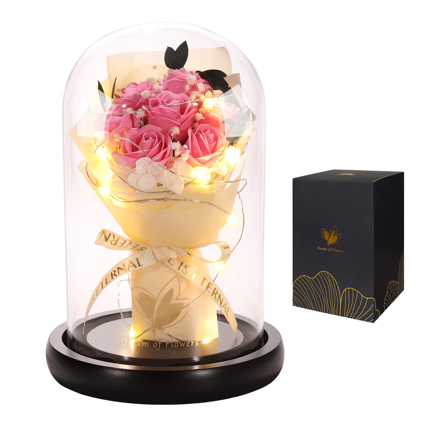 Beauty and The Beast Rose for Mom, Birthday Gifts for Women, Light Up Roses, Glass Dome Rose with LED Lights, Red Roses, Women's Gift for Mom Wife Grandmother