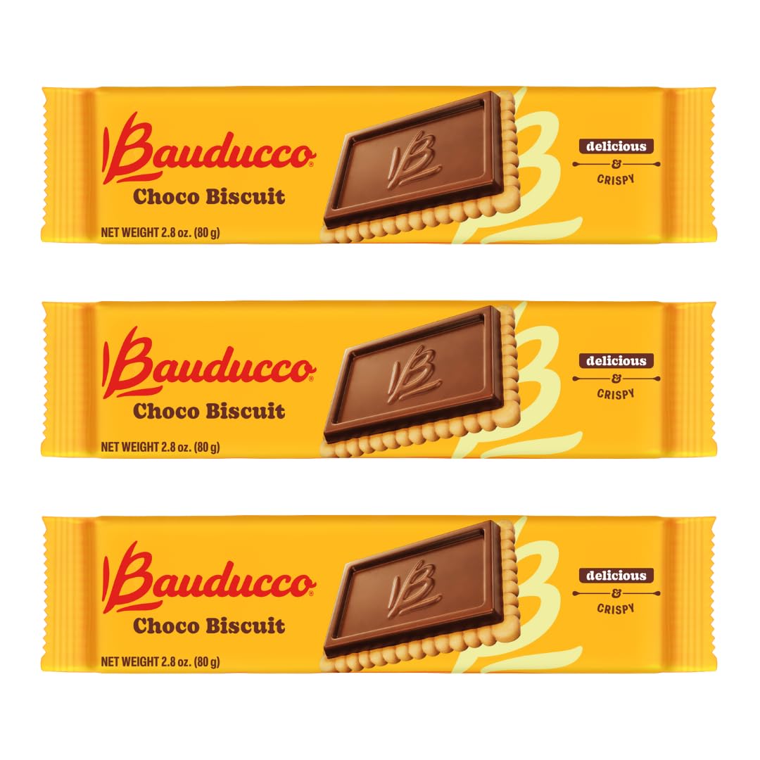 Bauducco Choco Biscuit Cookies Gift Tin – Crispy Chocolate-Covered Biscuits, Individually Wrapped for Snacking, Sharing, or Holiday Gifting, 5.7 oz (Pack of 9)