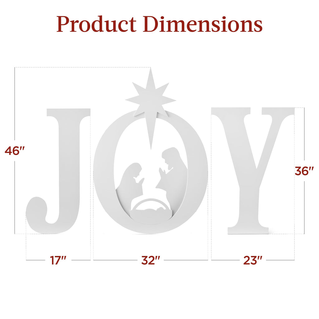 Best Choice Products 46in Outdoor JOY Christmas Nativity Decoration, 3 Piece Yard Decor Sign Holy Weather Resistant PVC Silhouette for Garden - Red/White