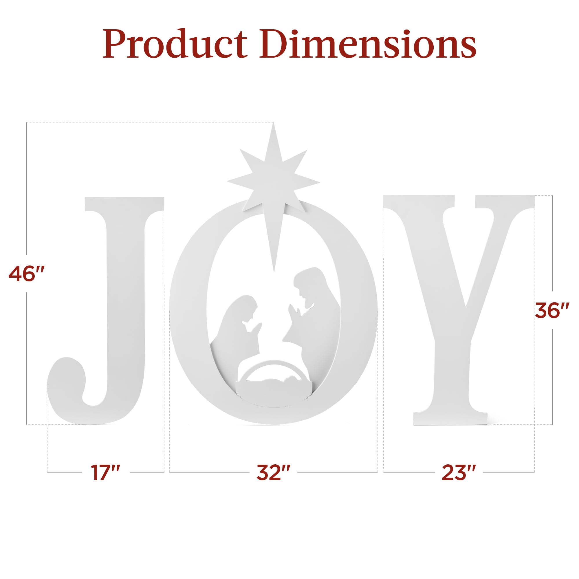 Best Choice Products 46in Outdoor JOY Christmas Nativity Decoration, 3 Piece Yard Decor Sign Holy Weather Resistant PVC Silhouette for Garden - Red/White