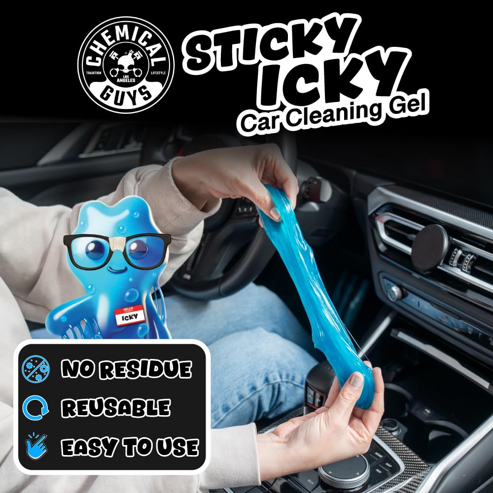 Chemical Guys Sticky Icky Car Cleaning Gel, Green Apple, Interior Car Cleaner, Reusable Automotive Crevice & Interior Dust Cleaner for Air Vents, Consoles, Cup Holders & Keyboards, 4 Pack (100g Each)