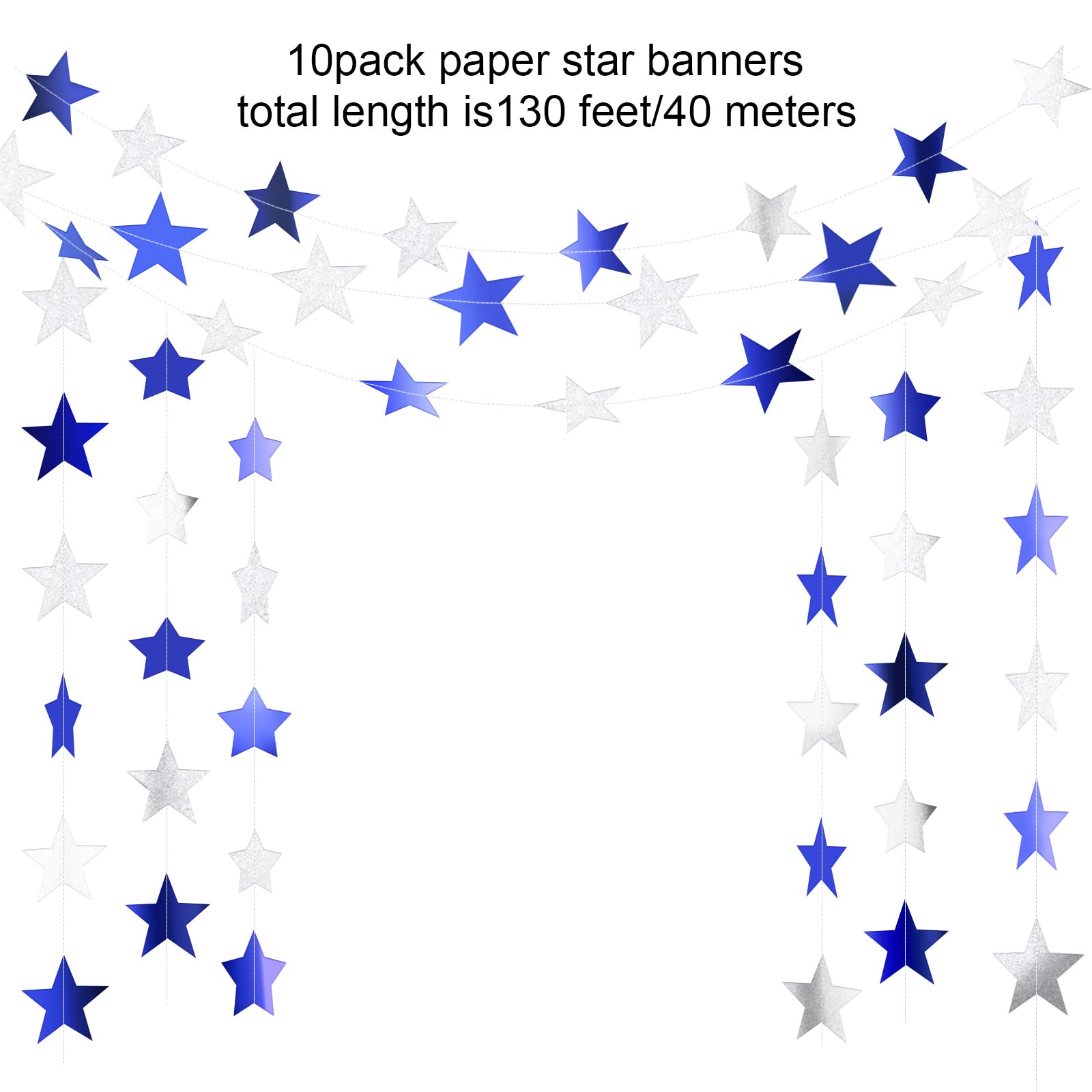 Patelai Glitter Star Garland Banner 2026 Graduation Decor 130 Feet Star Hanging Banner Twinkle Backdrop for Party Birthday Classroom Wedding Supplies(Gold)