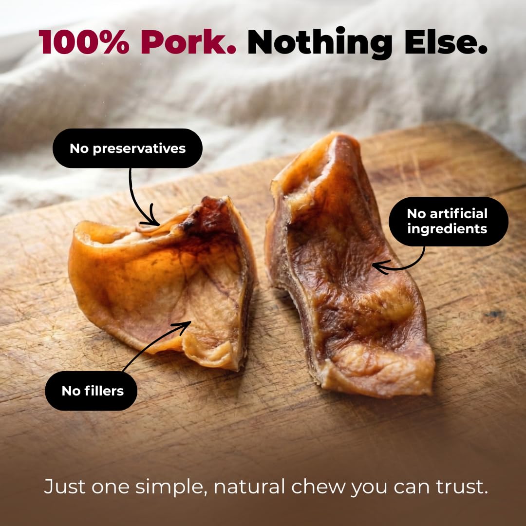 Best Pet Supplies GigaBite Roasted Pig Ears for Dogs - Natural Dog Chews, Roasted Pigs Ears, Safe for Puppies and Aggressive Chewers, Cleans Teeth and Gums - Slivers, 1.8 Pounds