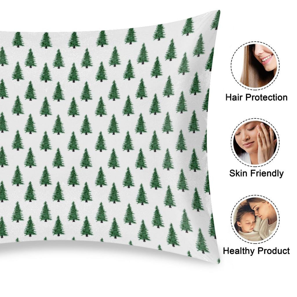 Christmas Light Trees Satin Pillow Case for Hair and Skin Satin Pillowcase Without Zipper Pillowcase, Standard Size Slip Silk Pillow Cases 20"x26" Silk Pillowcases for Bedroom Sofa Home Decor