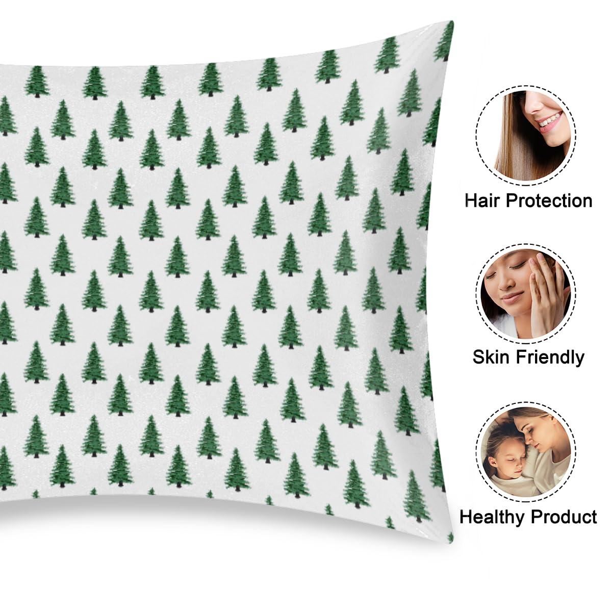 Christmas Light Trees Satin Pillow Case for Hair and Skin Satin Pillowcase Without Zipper Pillowcase, Standard Size Slip Silk Pillow Cases 20"x26" Silk Pillowcases for Bedroom Sofa Home Decor