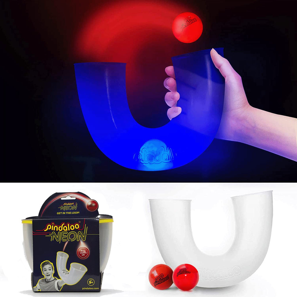 pindaloo Original Skill Game Toy with 2 Balls- Gifts for Kids and Adults Indoor & Outdoor Games, Ball Toys for Boys, Girls, & Teens - Gift Ideas, Fun Stuff, Develops Motor & Juggling Skills -Blue