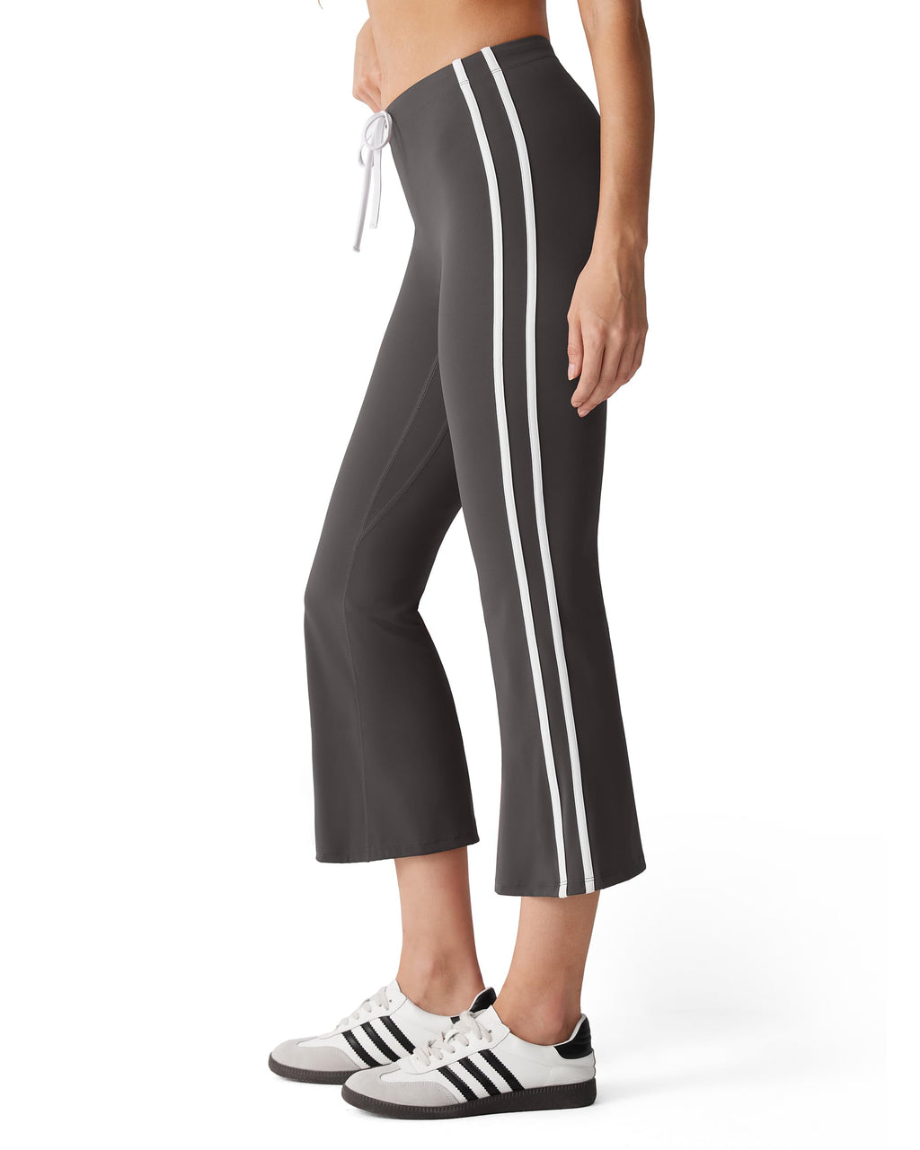 MOOSLOVER Women Flare Capri Yoga Pants High Waisted Side Stripe Drawstring Bootcut Flared Cropped Leggings