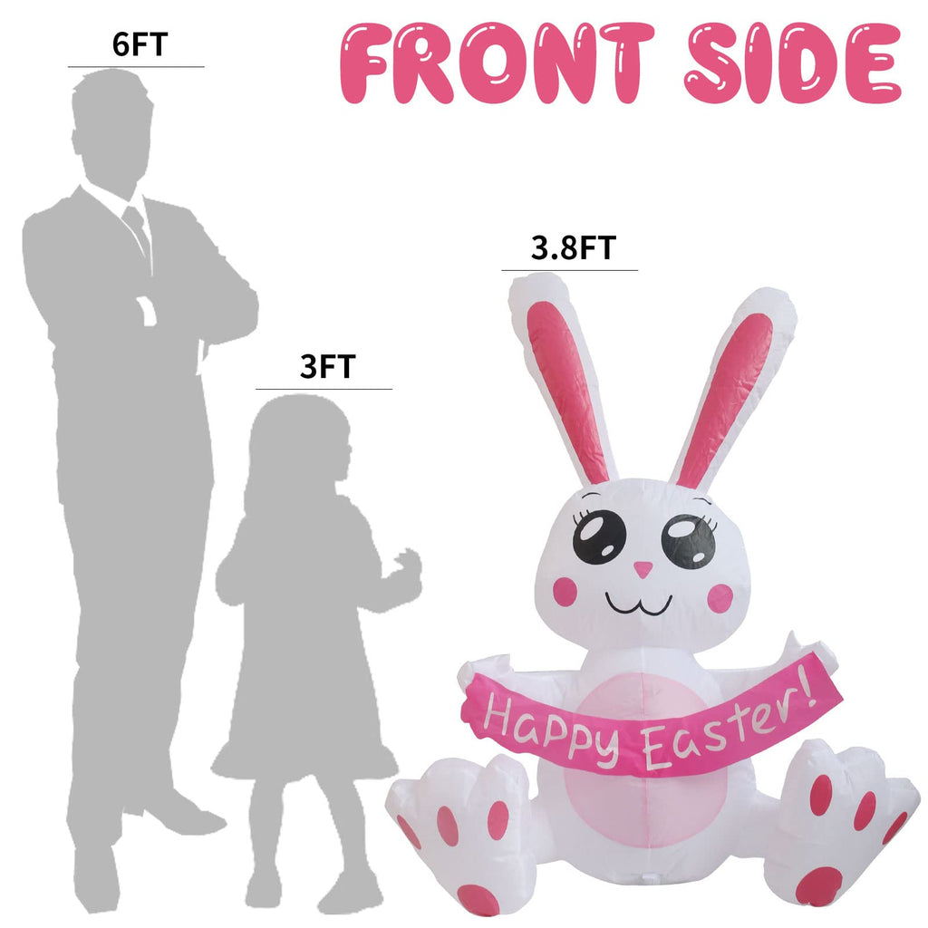 IHGYT 5 Ft Inflatable Easter Bunny in Magic Hat Yard Decoration, Cute Wizard Rabbit Popping Out of Top Hat with LED Lights, Blow Up Lawn Decor for Easter, Birthday Party, Indoor Outdoor Home Garden