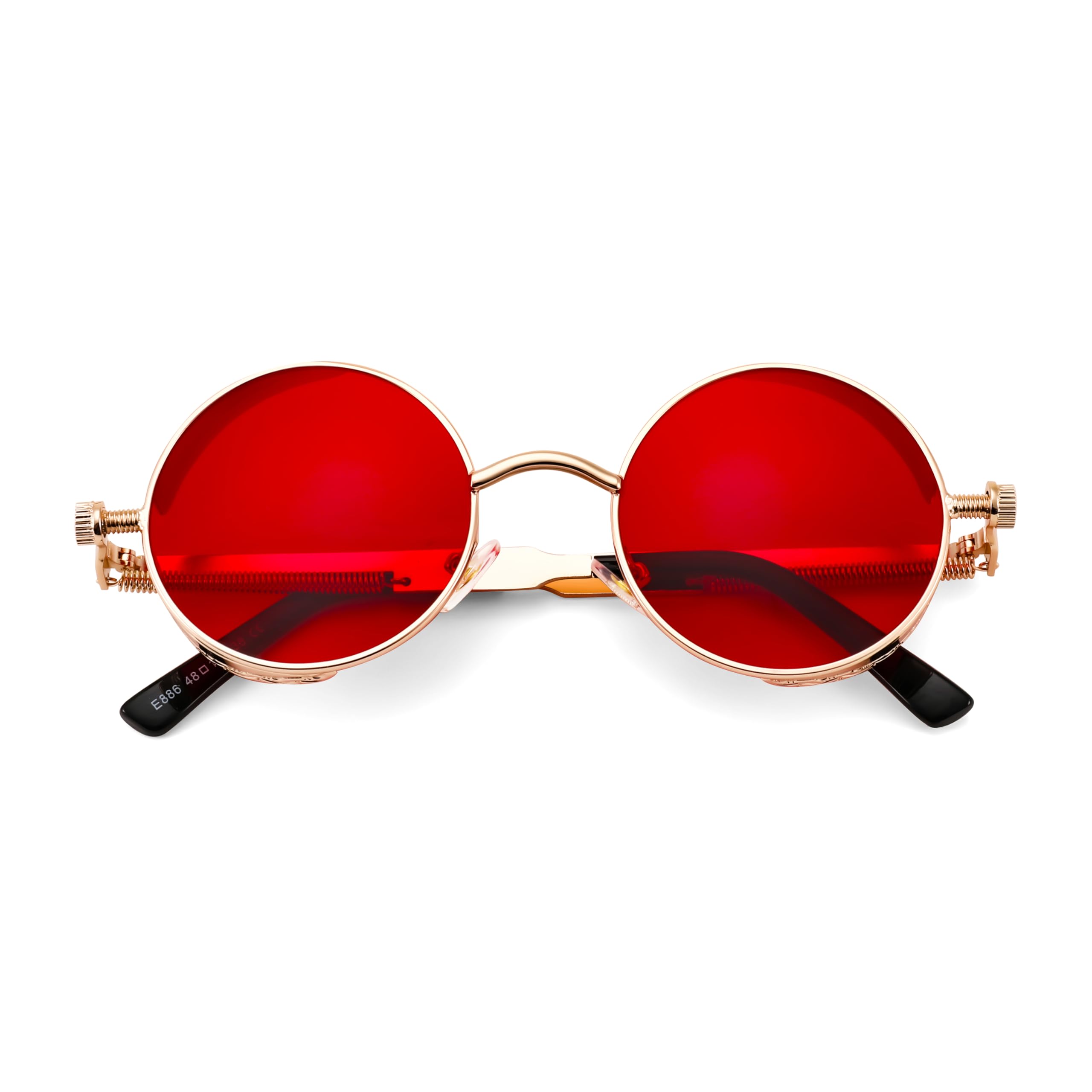 FEISEDY Retro Gothic Steampunk Sunglasses Round Metal Frame Punk Circle Inspired Shade Men B1857