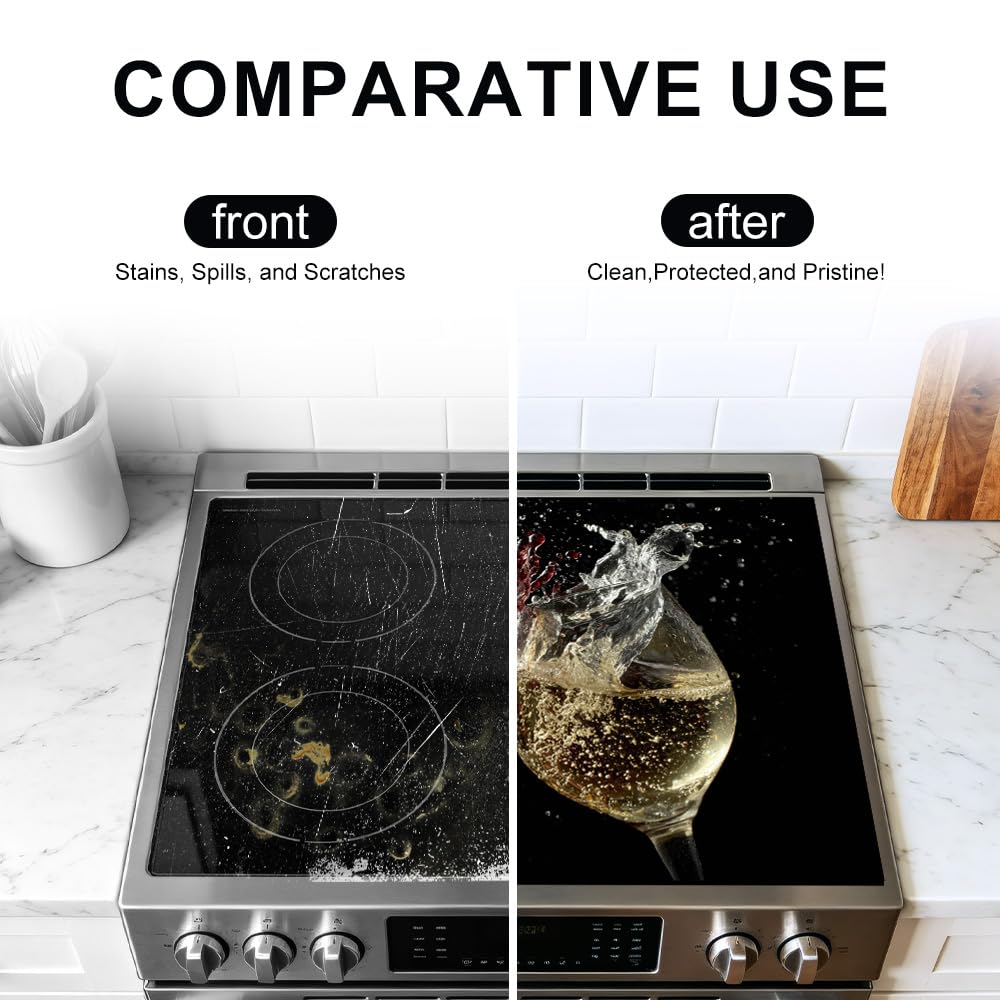 Stove Mat 28.35 x 20.47 Inch Christmas Fireplace and Tree Design Cozy Living Room Holiday Scene Decorative Kitchen Countertop Cover Reusable Flexible Mat for Gas Range Electric Stove Home Winter Décor