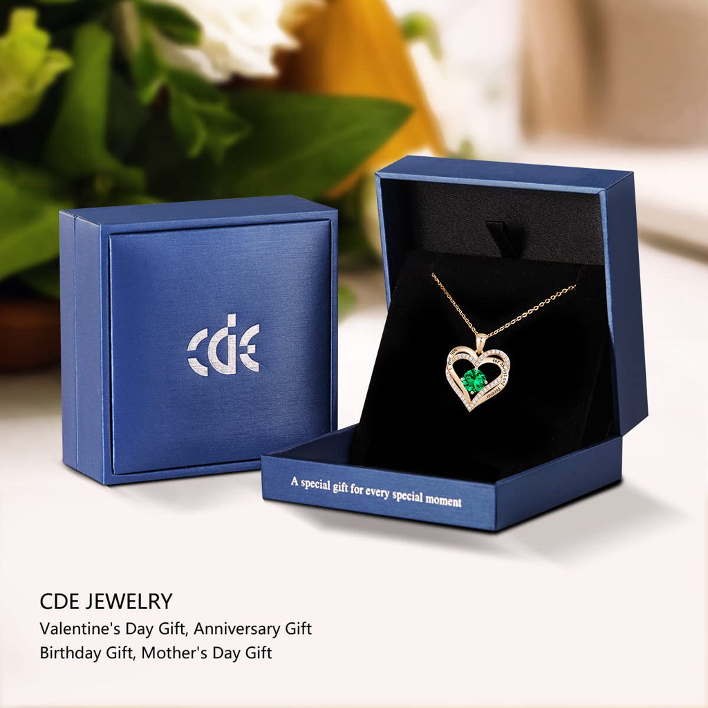 CDE Forever Love Heart Necklaces for Women, Wedding Anniversary, Valentine's，Birthday Mothers Christmas Day Gifts for Mom, Mother, Wife, S925 Silver Jewelry with Birthstone Pendant