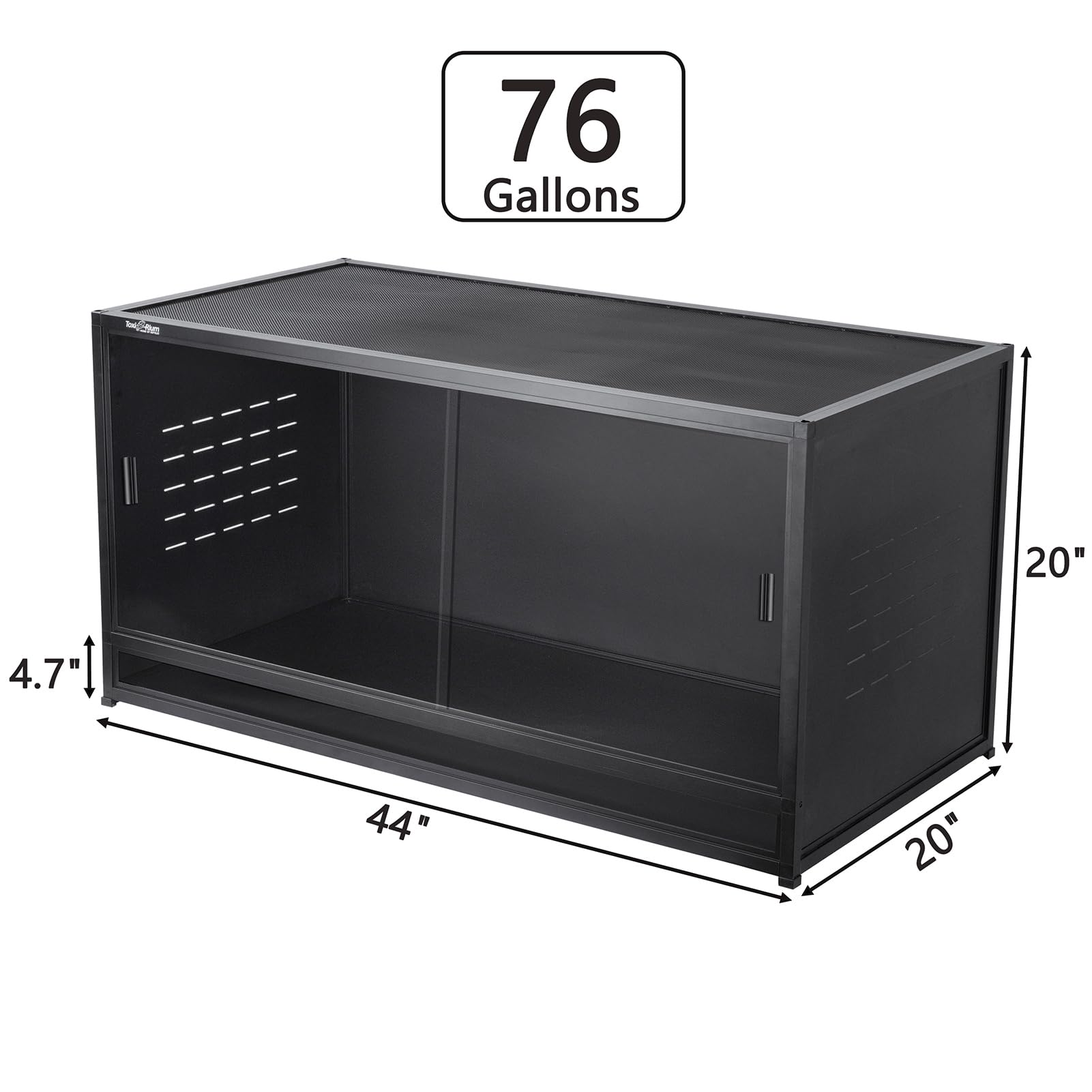 PVC Reptile Enclosure 3 Tier 40"x16"x16" with Spacers, 44 Gallon Reptile Tank Habitat, Space Saving Stackable Reptile Terrarium for Bearded Dragon Gecko Snake Lizard, Sliding Glass Doors Lock
