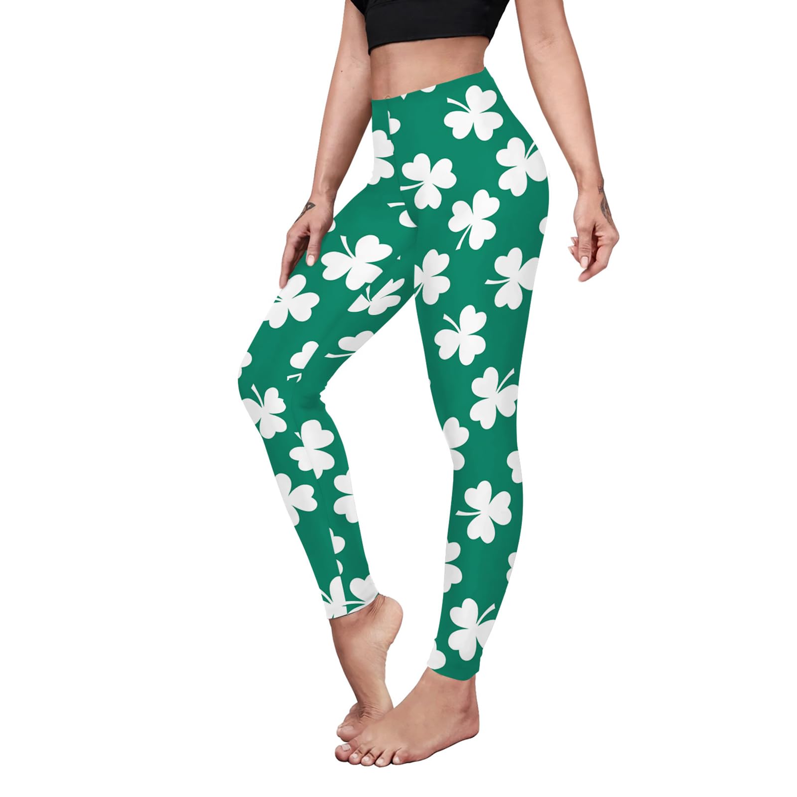 color cosplayer St. Patrick's Day Leggings Shamrock Stretchy Tights Yoga Pants for Women