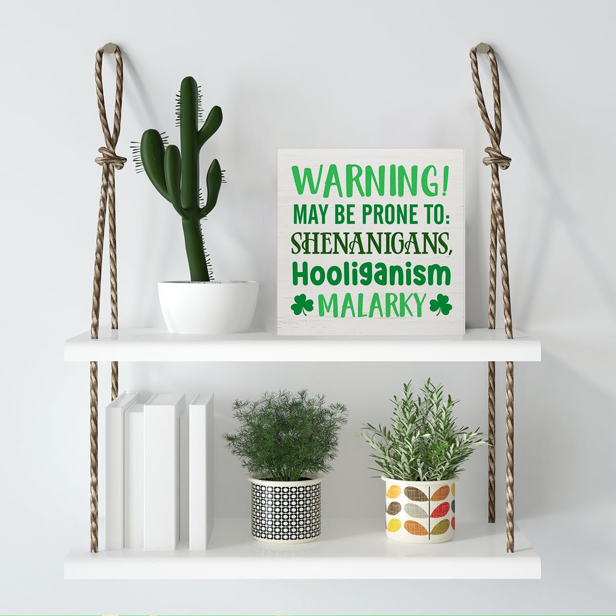 Dumyum St. Patrick's Day Decorative Sign, Wooden, 5 Inches x 5 Inches, Green, Rustic, Tabletop or Wall Mount