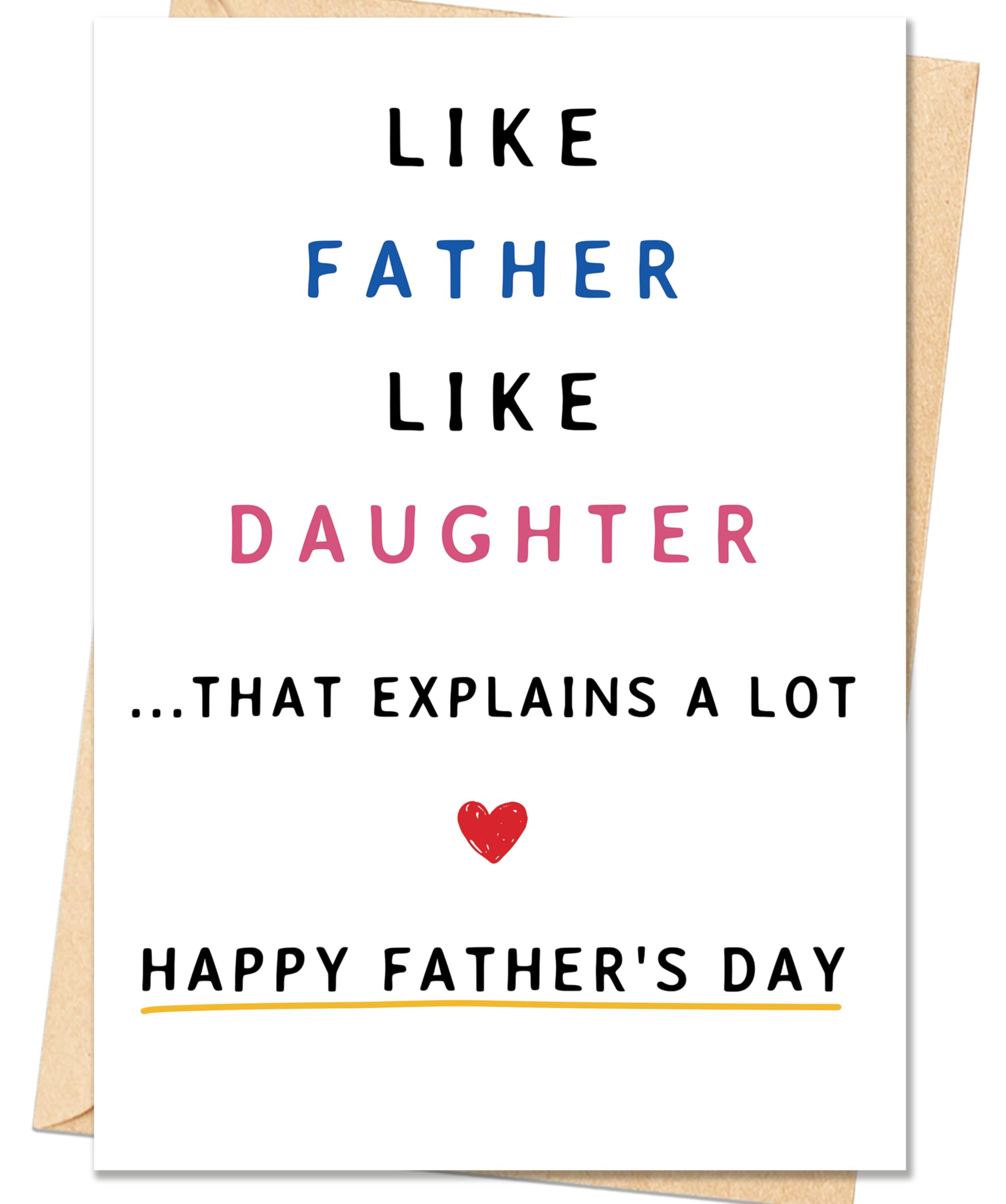IDU Fathers Day Card, Funny Fathers Day Cards Gifts Decorations for Dad from Daughter, Happy Father's Day Cards Gifts Ideas with Envelope, Cute Humor Like Father Like Daughter Card