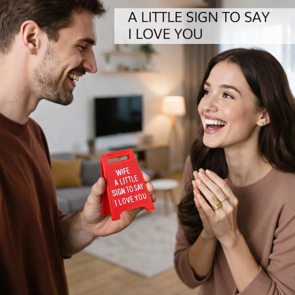Romantic Mini Desk Sign with “I Love You” Message – Valentine’s Day & Romantic Anniversaries Gift for Her or Him – Cute Freestanding Love Keepsake - Premium Plastic Solid Freestanding Desk Sign