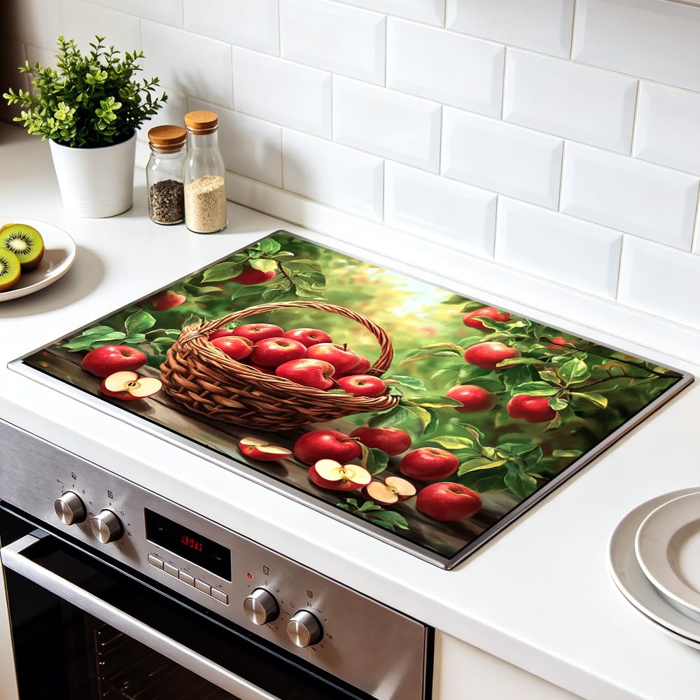Stove Mat 28.35 x 20.47 Inch Christmas Fireplace and Tree Design Cozy Living Room Holiday Scene Decorative Kitchen Countertop Cover Reusable Flexible Mat for Gas Range Electric Stove Home Winter Décor