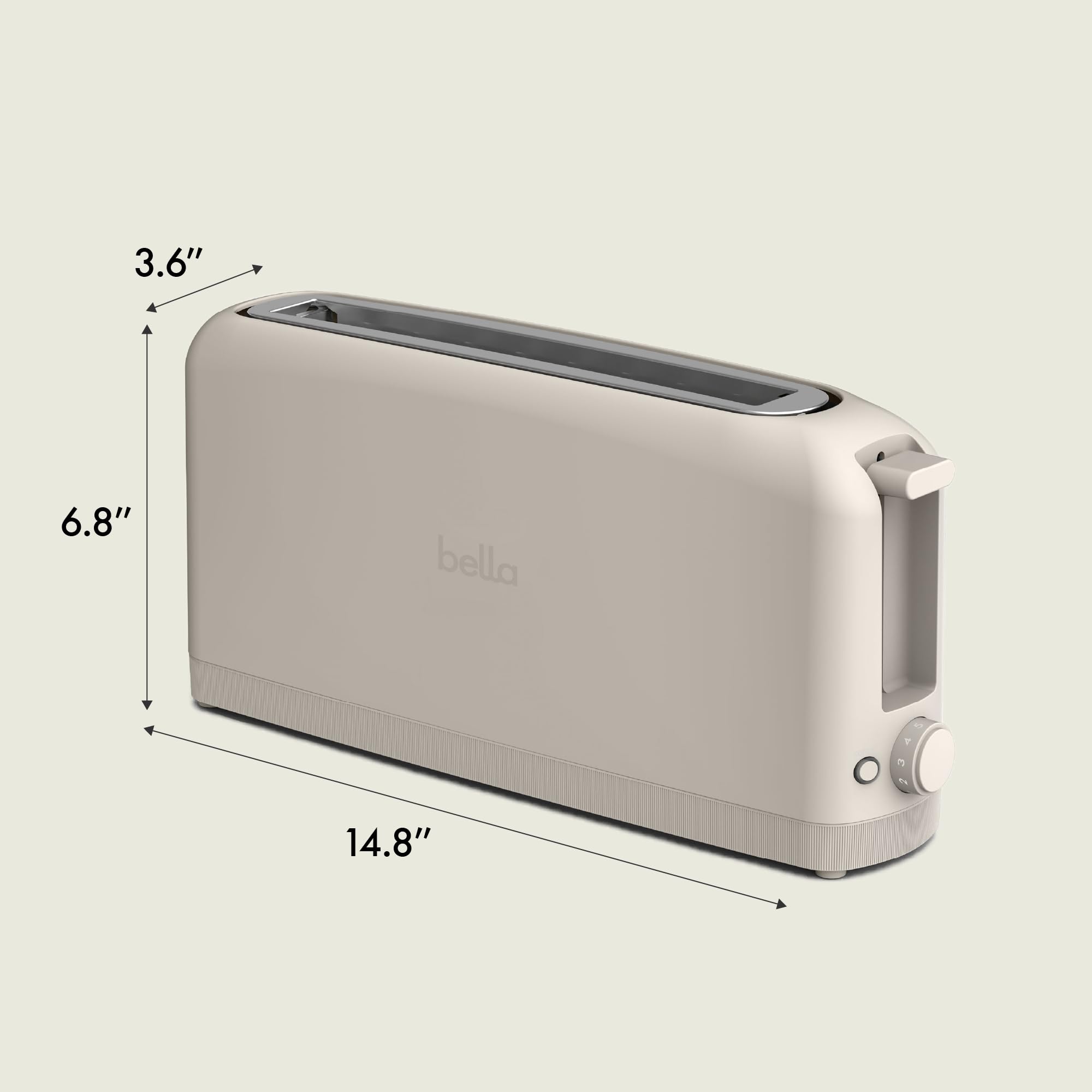 bella 2 Slice Slim Toaster, Fits-anywhere™ Kitchenware, 6 Setting Shade Control with Reheat & Cancel Buttons, Fits Sourdough, 10” Long Slot, Anti Jam & Auto Shutoff, 900 Watt, Surf