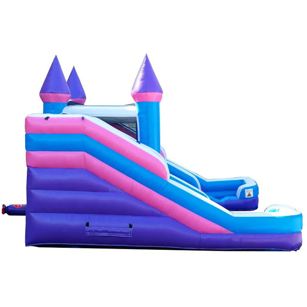 Crossover Tropical Double Water Slide Bounce House Combo, 16.5 x 15 x 11 Foot, PVC Vinyl Inflatable Bouncy House for Kids, Wet or Dry Slides, with Stakes, Storage Bag and 1 HP Blower
