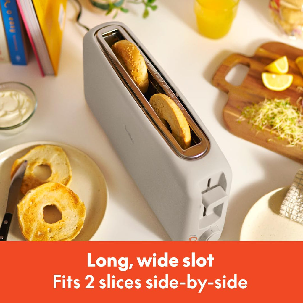 bella 2 Slice Slim Toaster, Fits-anywhere™ Kitchenware, 6 Setting Shade Control with Reheat & Cancel Buttons, Fits Sourdough, 10” Long Slot, Anti Jam & Auto Shutoff, 900 Watt, Surf