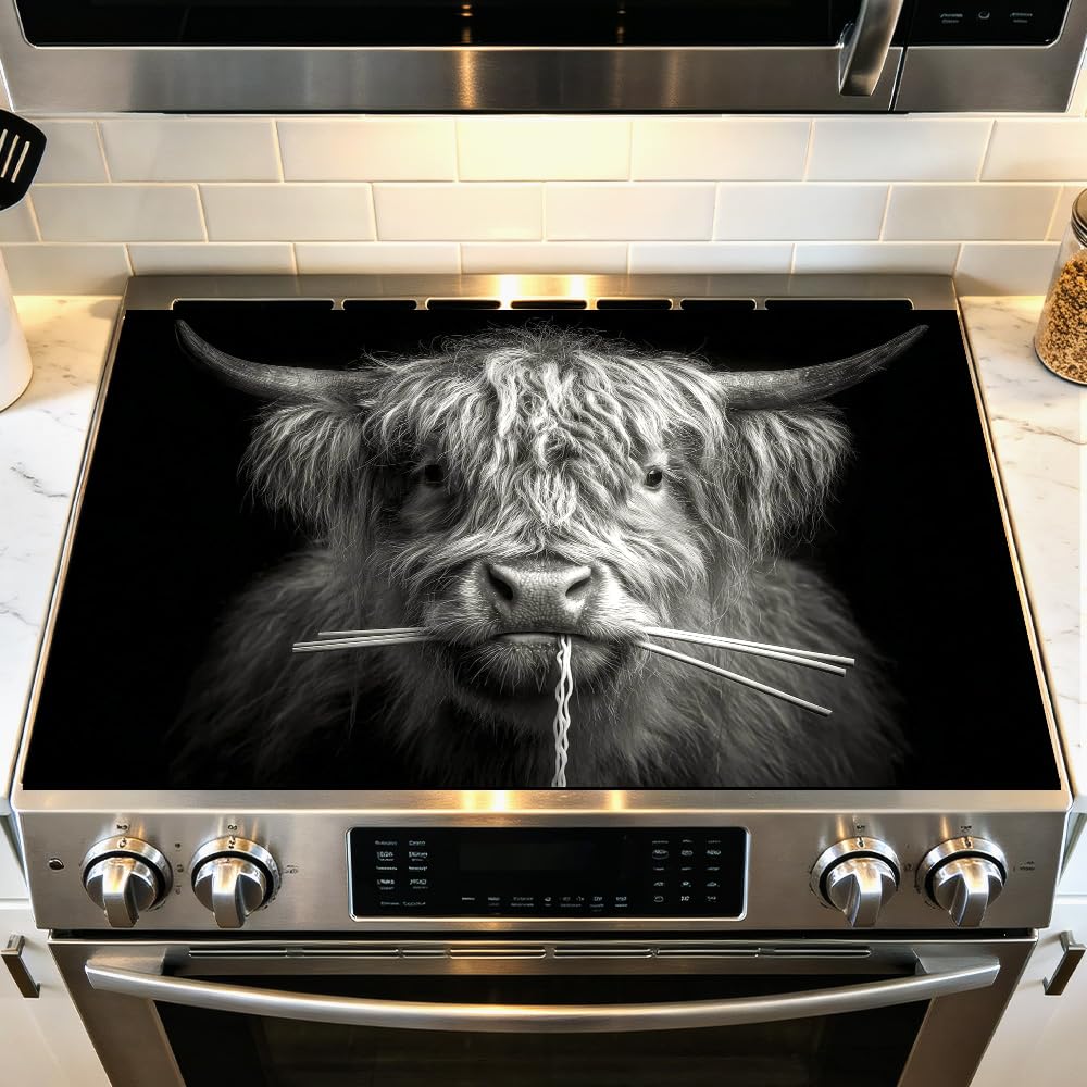 Stove Mat 28.35 x 20.47 Inch Christmas Fireplace and Tree Design Cozy Living Room Holiday Scene Decorative Kitchen Countertop Cover Reusable Flexible Mat for Gas Range Electric Stove Home Winter Décor