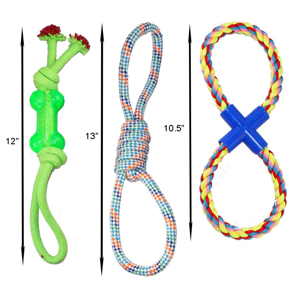 Jalousie Chew Toy Natural Rubber chew Toy for Interactive Play Toy Ball Rope Rubber Value Set for Small to Medium Breed Dog mutt Puppy