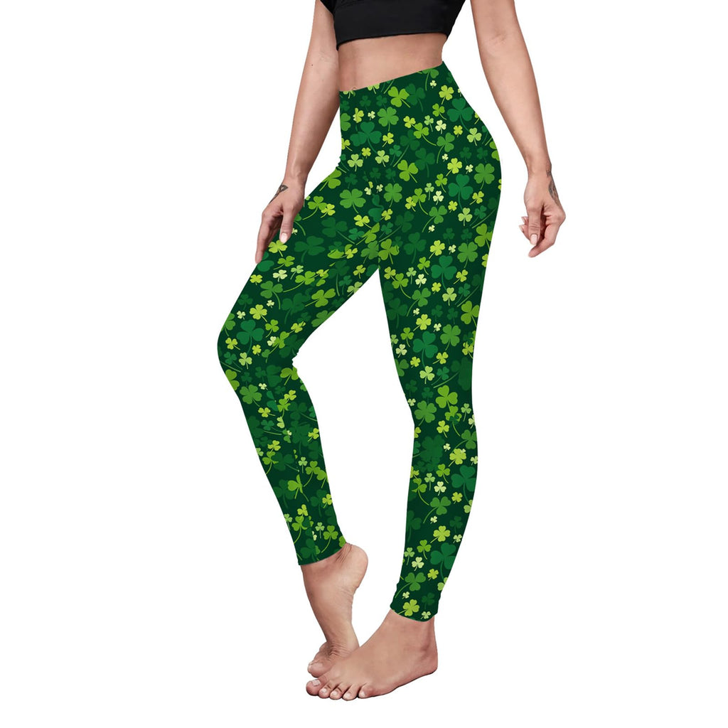 color cosplayer St. Patrick's Day Leggings Shamrock Stretchy Tights Yoga Pants for Women