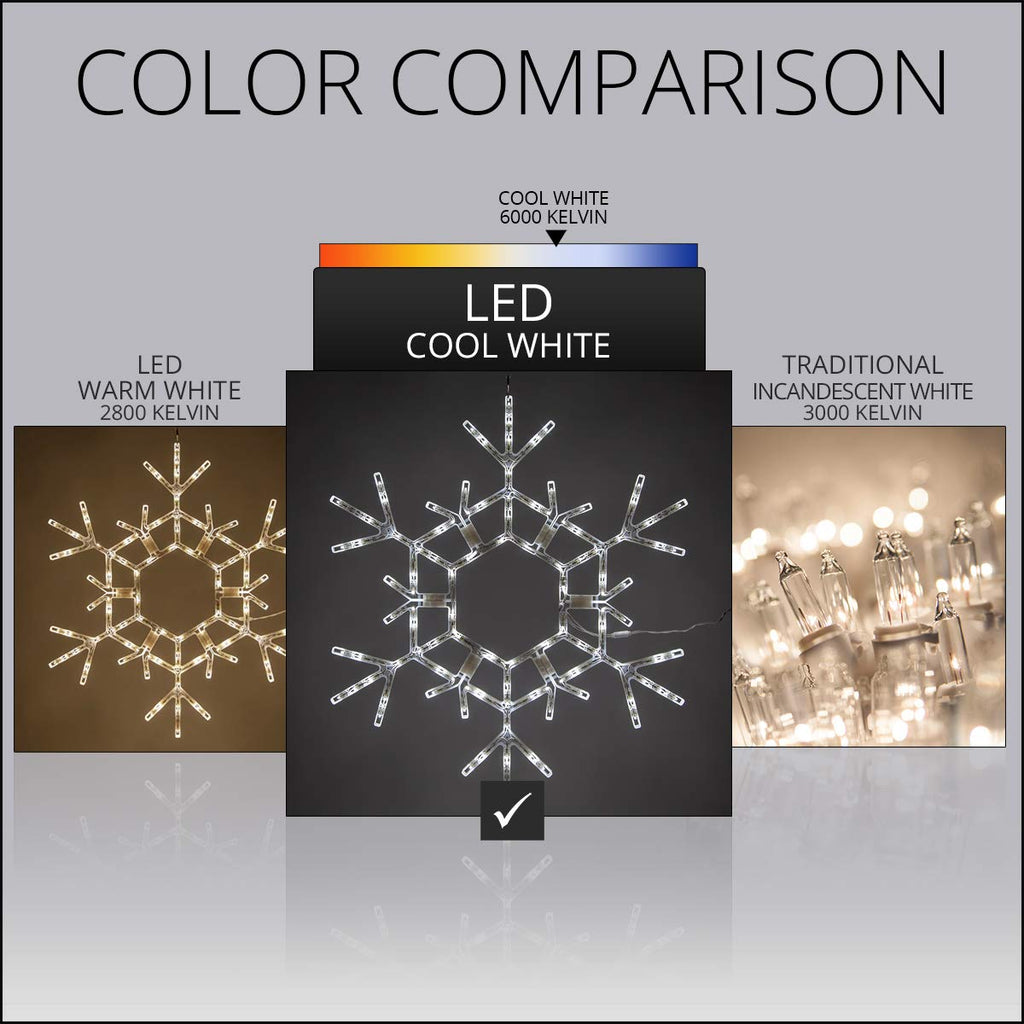 Kringle Traditions Christmas Snowflake Lights Outdoor, 105 LED 36" Folding Warm White Snowflake Hanging Light, Weather-Resistant Christmas Decoration for Yard, Window, Porch, or Eave