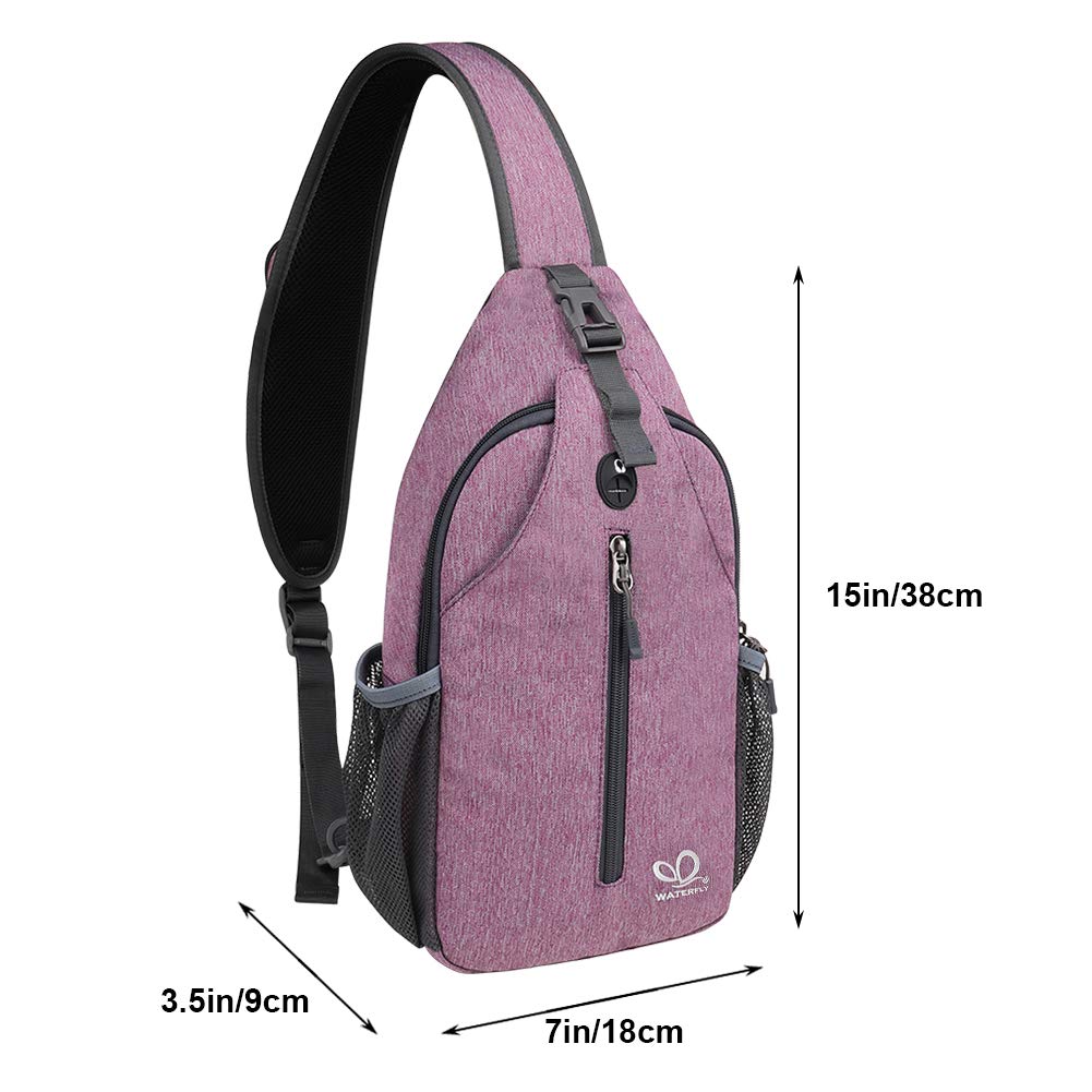 WATERFLY Crossbody Sling Backpack Sling Bag Travel Hiking Chest Bag Daypack (Black)