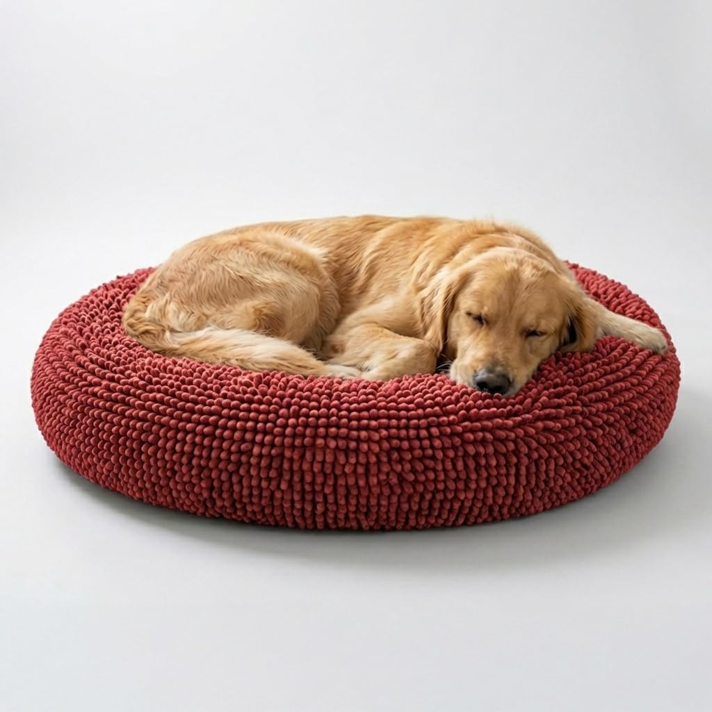 Muddy Mat® Cloud K-9 Bed for Dogs & Cats, Soft & Relaxing Donut Dog Bed, Chenille Material, Removable Cover, Washable & Dryer Safe–Black Small(25'x25')