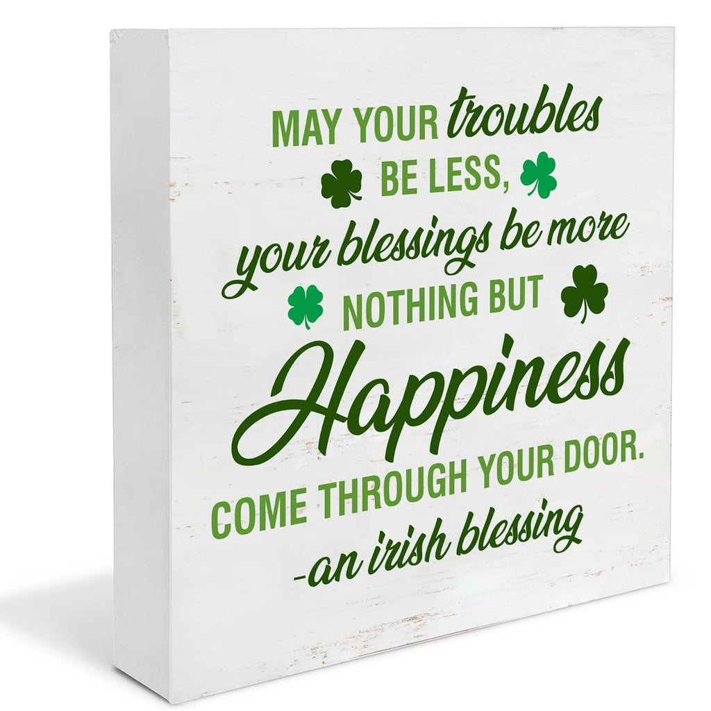 Dumyum St. Patrick's Day Decorative Sign, Wooden, 5 Inches x 5 Inches, Green, Rustic, Tabletop or Wall Mount