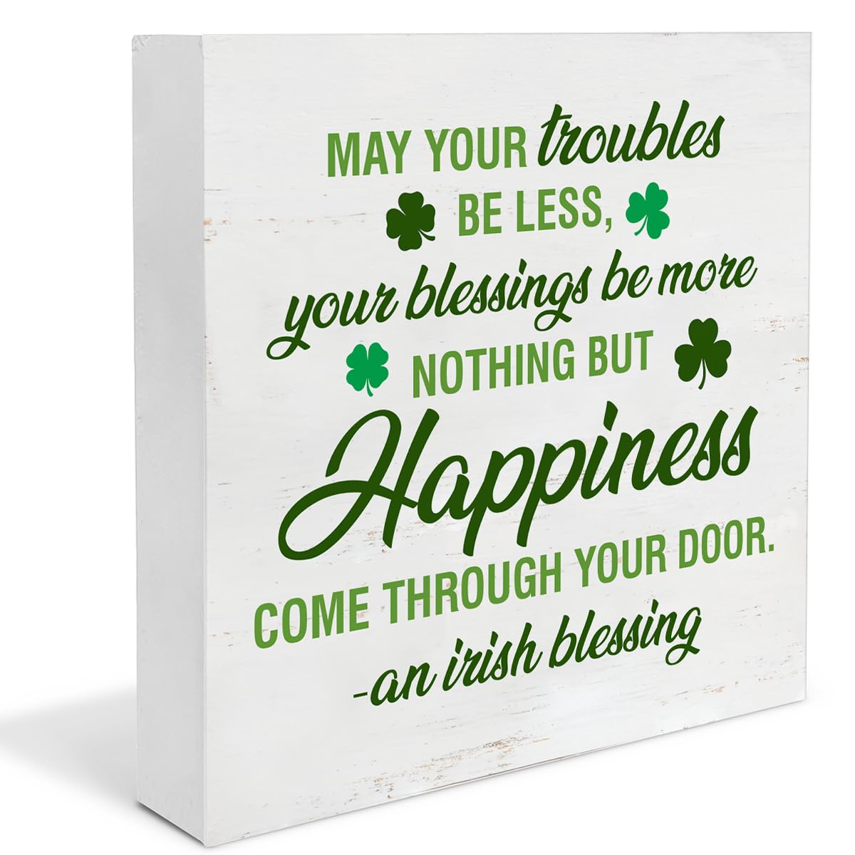 Dumyum St. Patrick's Day Decorative Sign, Wooden, 5 Inches x 5 Inches, Green, Rustic, Tabletop or Wall Mount