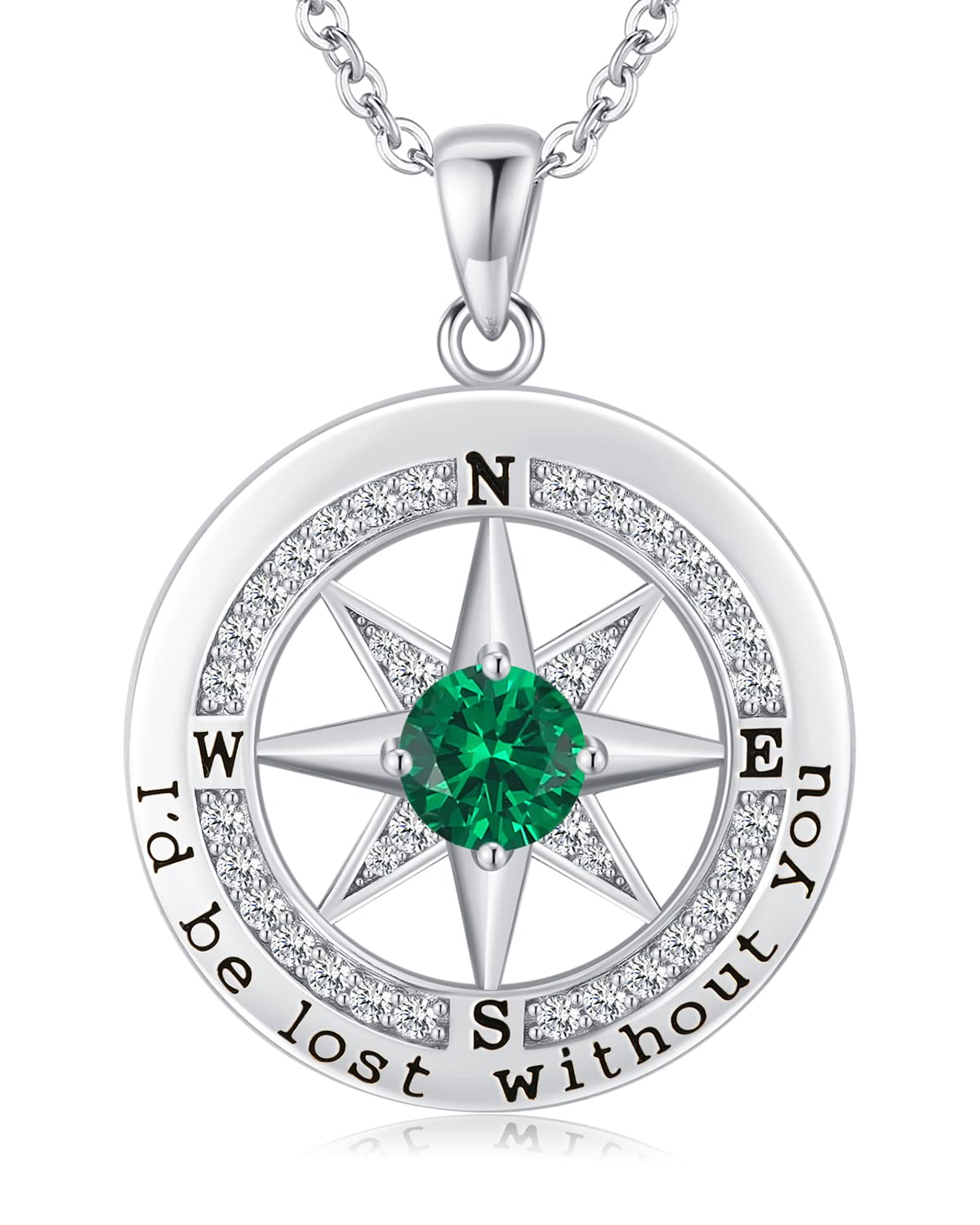 S925 Necklace Gift for Wife |Compass Jewelry |Women Anniversary |Sterling Silver |Girlfriend Birthday Gifts for Her Valentines |I'd be Lost without You |Jewel 18K Gold