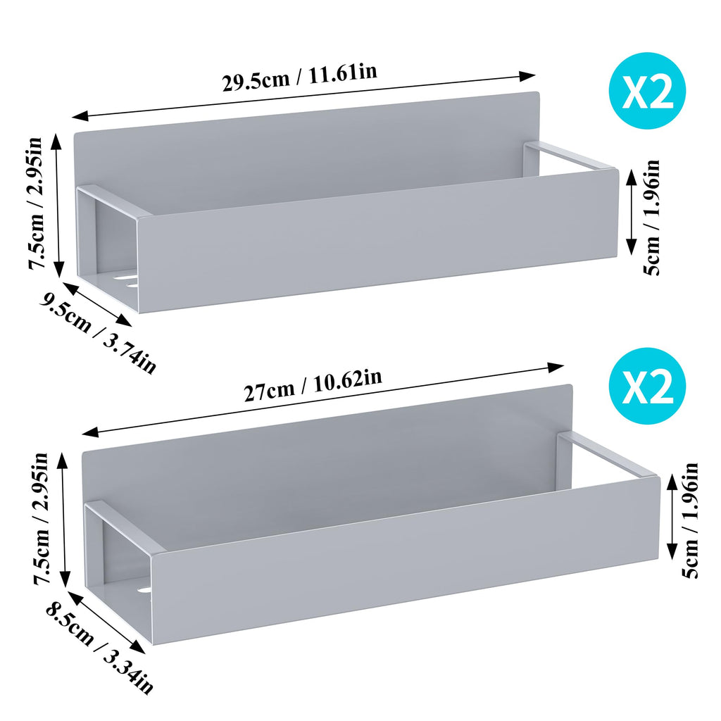 HuggieGems Metal 4 Pack Magnetic Spice Storage Rack Organizer for Refrigerator and Oven, Black Fridge Organizers and Storage, Metal