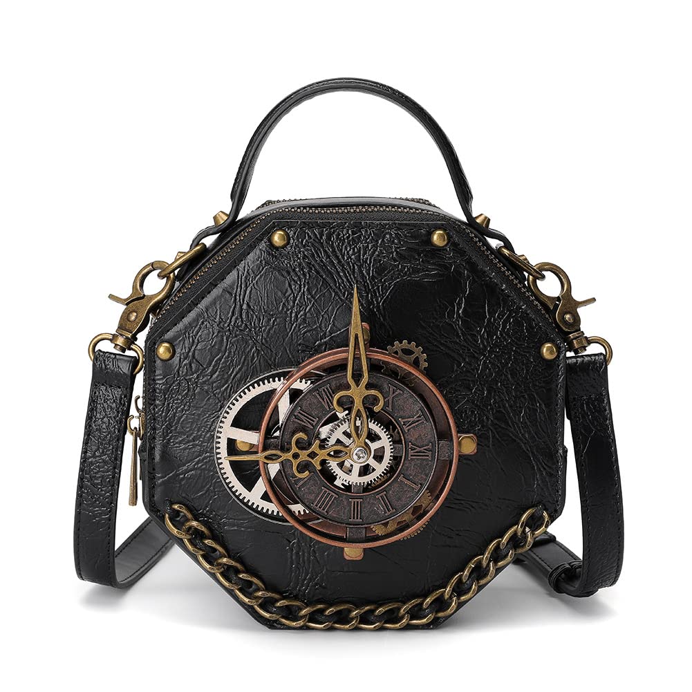Messenger Bag Leather Retro Briefcase Steampunk Crossbody Shoulder Purse Satchel for Women Lolita Gothic Costume Accessory