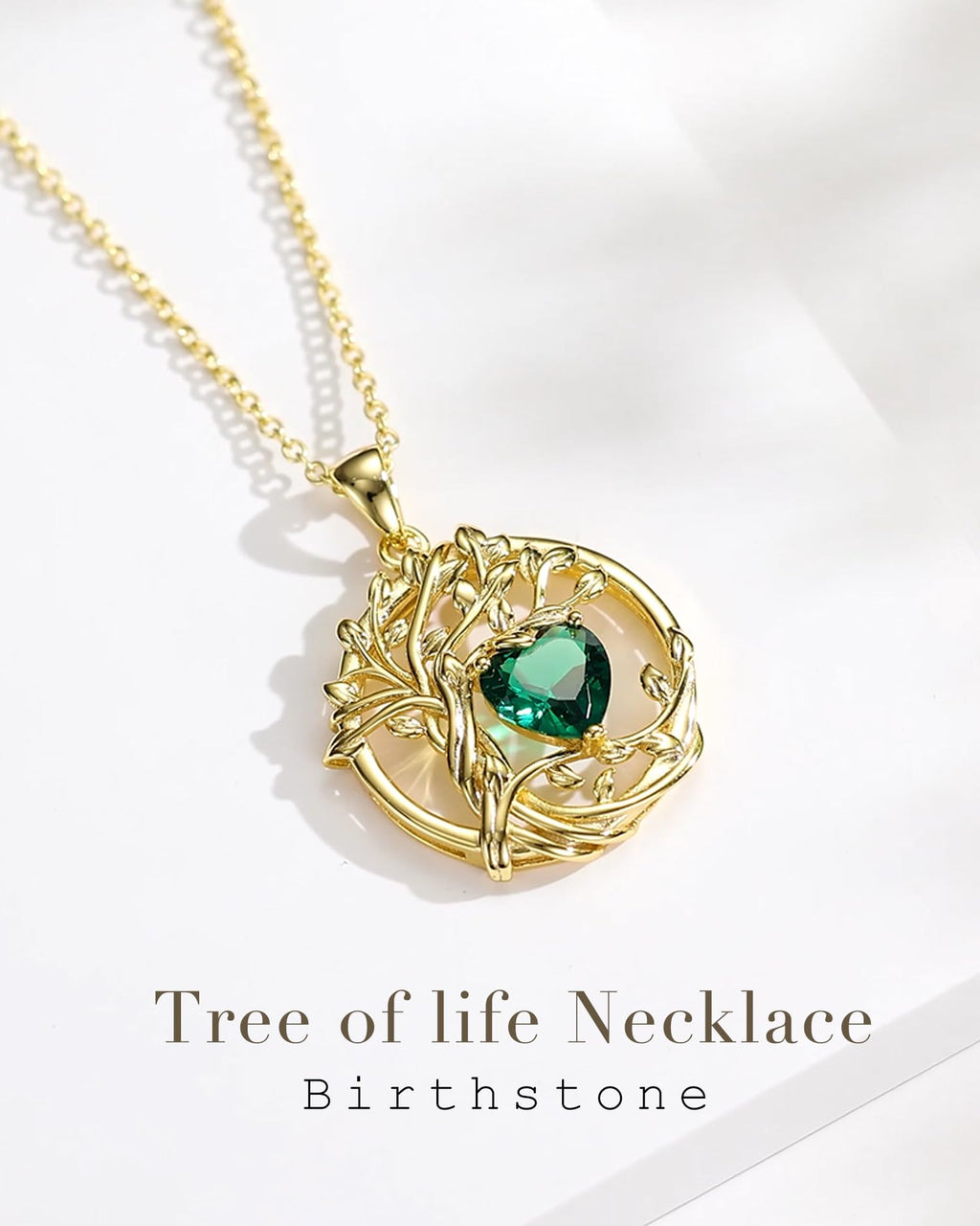 FANCIME Tree of life Birthstone necklace Sterling Silver Pendant Birthstone Necklace Gemstone Anniversary Birthday Jewelry Mothers Day Gifts for Mom Her Wife