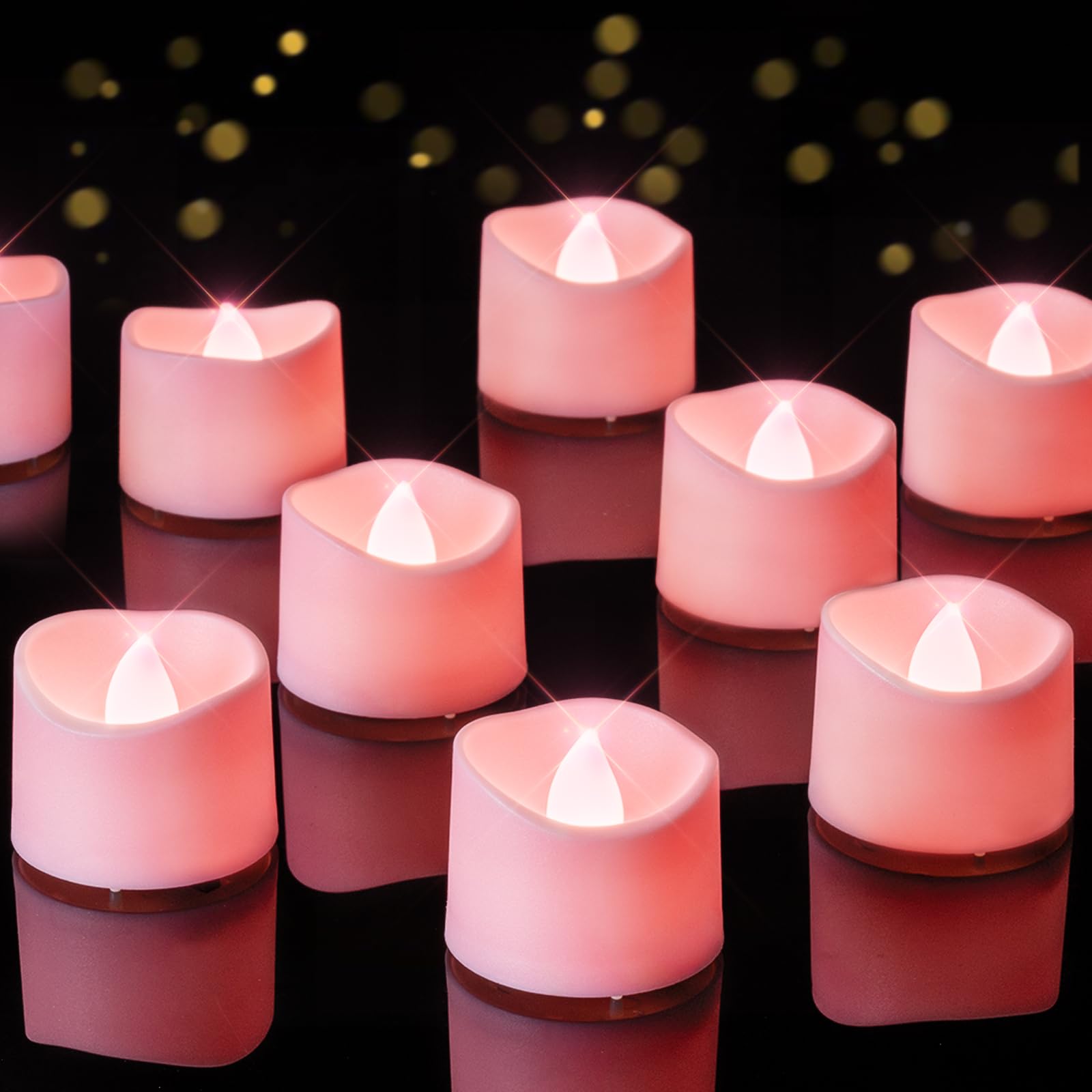 Homemory Green Tea Lights Candles Battery Operated, 200+Hour Flameless Flickering Fake Electric LED Colored Tealights for St. Patrick's Day, Christmas, Theme Party, Seasonal Celebrations, 12-Pack