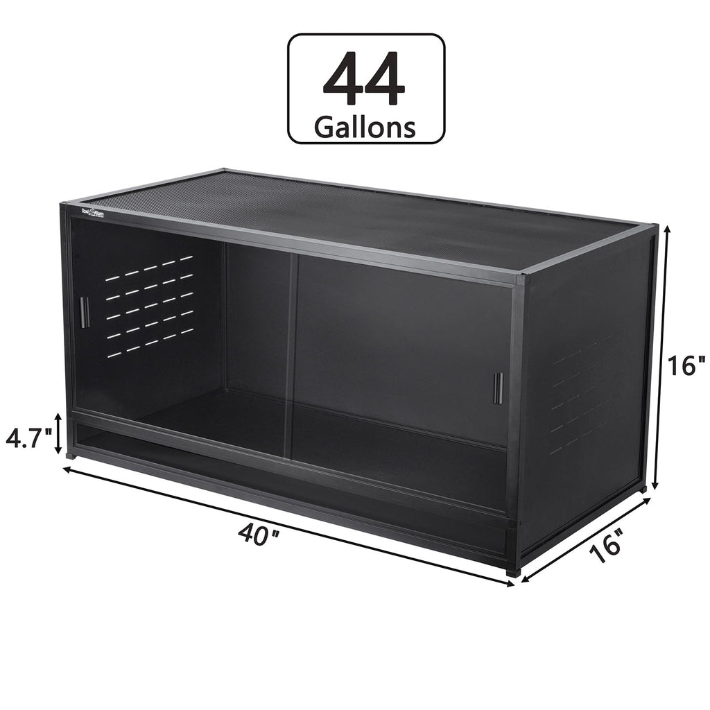 PVC Reptile Enclosure 3 Tier 40"x16"x16" with Spacers, 44 Gallon Reptile Tank Habitat, Space Saving Stackable Reptile Terrarium for Bearded Dragon Gecko Snake Lizard, Sliding Glass Doors Lock