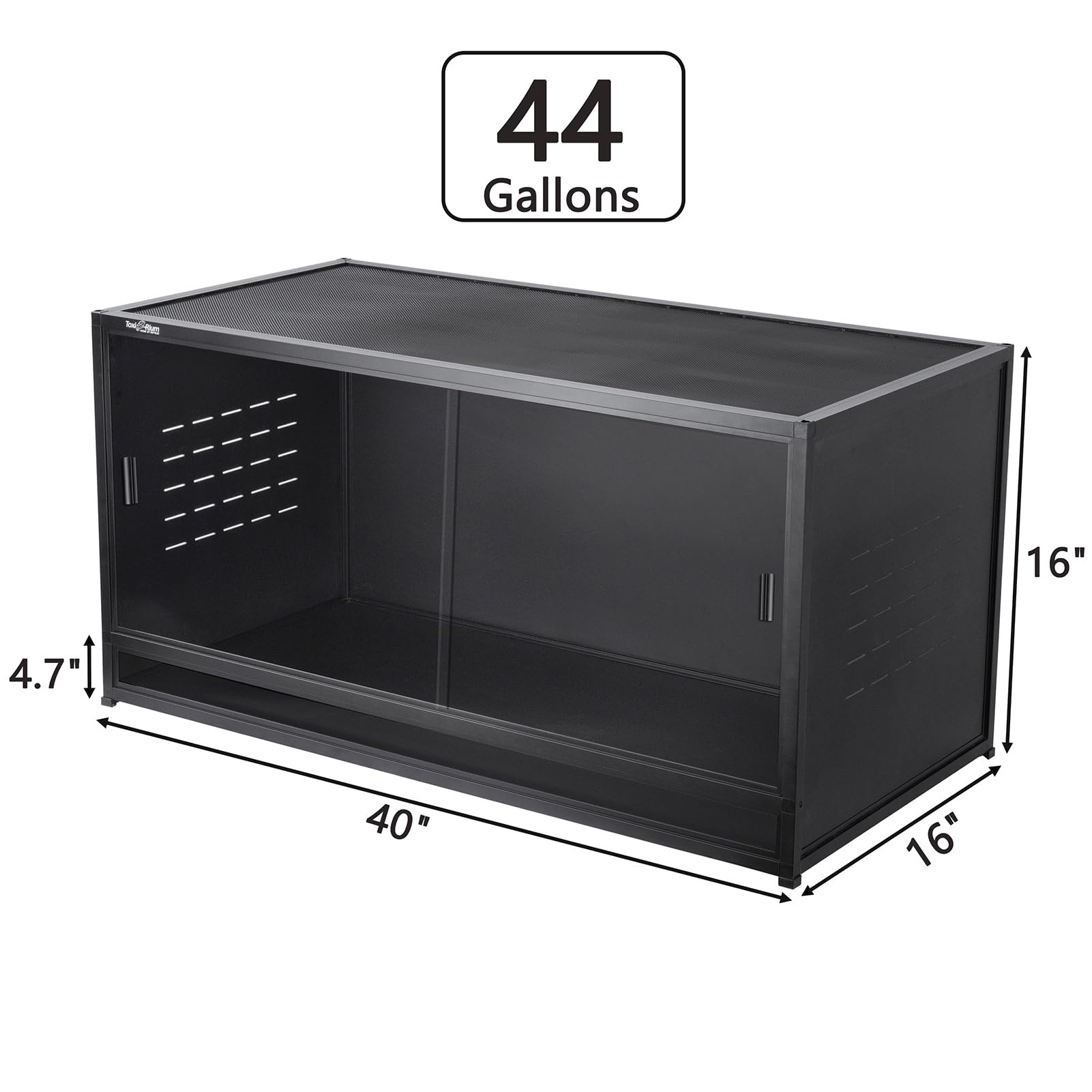 PVC Reptile Enclosure 3 Tier 40"x16"x16" with Spacers, 44 Gallon Reptile Tank Habitat, Space Saving Stackable Reptile Terrarium for Bearded Dragon Gecko Snake Lizard, Sliding Glass Doors Lock