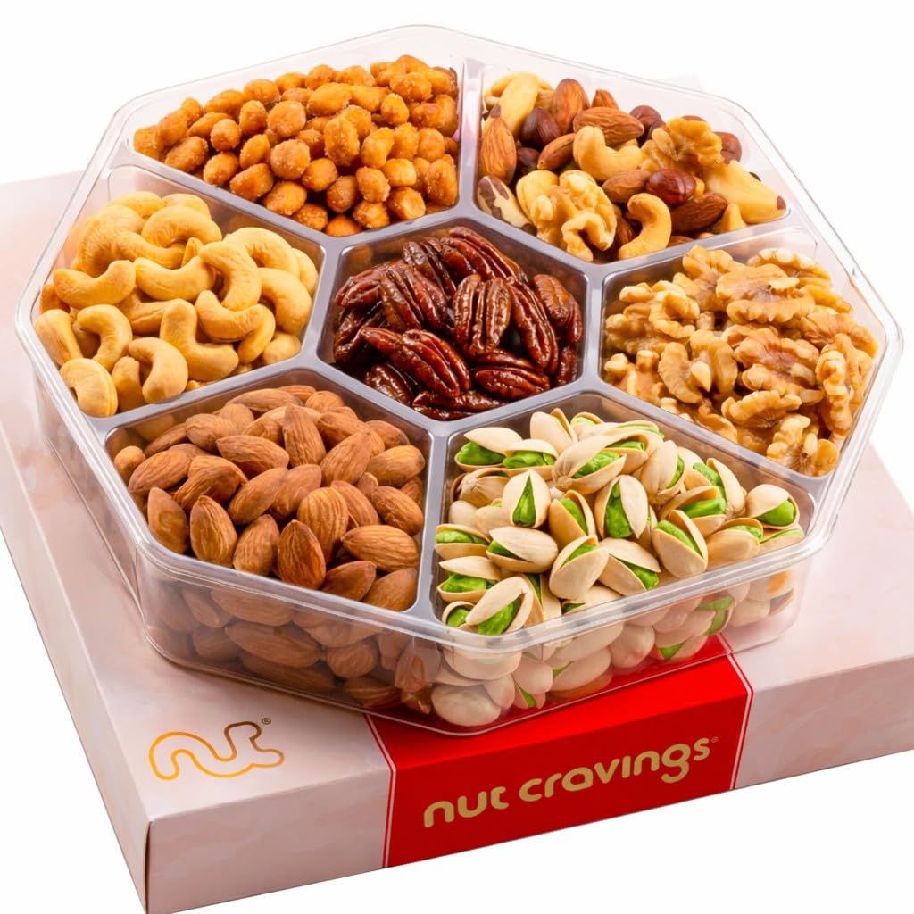 NUT CRAVINGS - Fathers Day Treats, Gift For Dad, Mixed Nuts Heart Shaped Gift Basket, Love in A Box (6 Assortments, 2 LB) Romantic Food Arrangement, Healthy Snack Care Package, Food Assortments